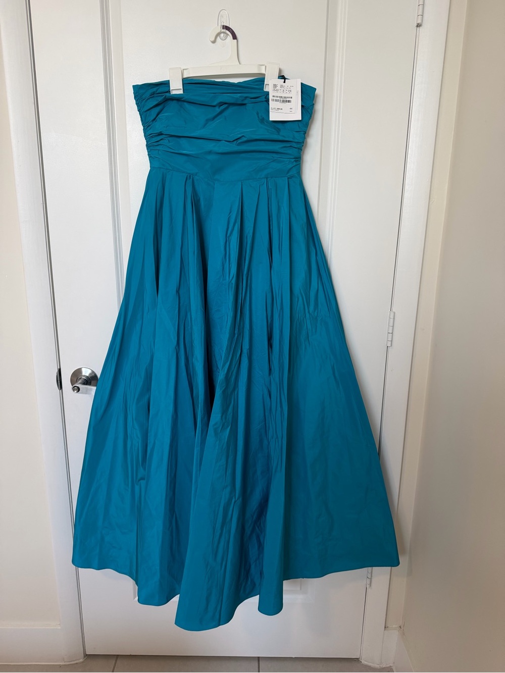Strapless Teal A-Line Evening Dress